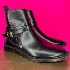 H&M Jodhpur Black Faux Leather Wrap Strap Ankle Boots US 8